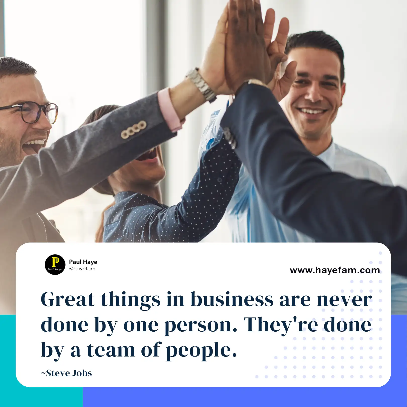 One person can never do great things in business. A group of ...